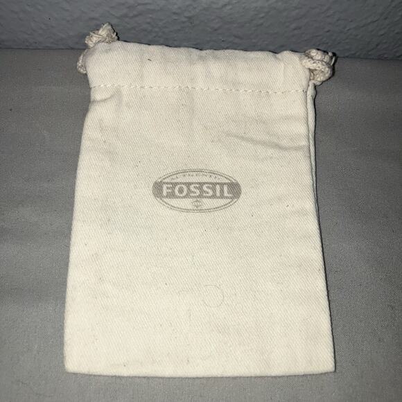 Fossil Watch Accessory Bag Light Khaki Linen Jewelry Pouch Small Size Fits Watch - Picture 1 of 2